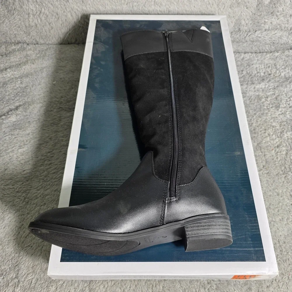 Karen Scott Womens Black Faux Leather Suede Tall Riding Boots Size‎ 6M
